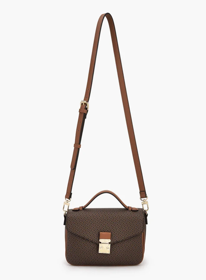 سيليست Monogram Print Satchel Bag With Button Closure